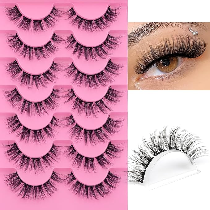Wispy Lash Clusters Natural Individual Lashes CC Curly False Eyelashes Faux Mink Lash Extension DIY Eyelash Extension Pestañas Fluttery Strip Lashes that Look Like Extensions 7 Pairs by Eefofnn