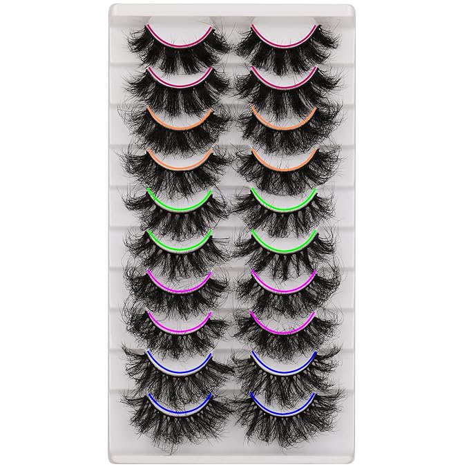Mink Lashes D Curl Lashes Strips Fluffy False Eyelashes Full Volume Messy Fake Lashes 10 Pairs 5 Styles Mink Lash Pack