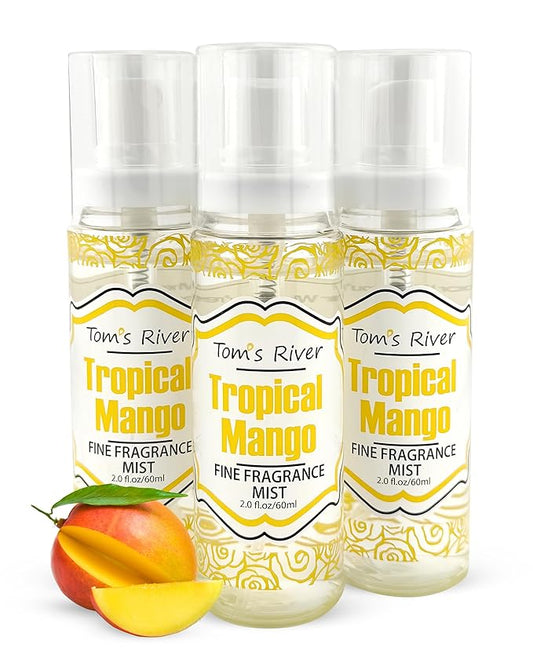 Tom's River Fine Fragrance Body & Hair Mist | Tropical Mango Scented (Pack of 3) | For Daily Use | Travel-Friendly | 2 fl oz/ 60ml per Bottle