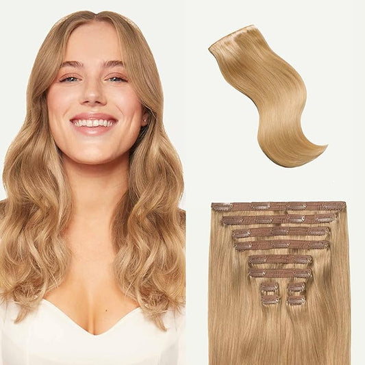 Luxy Hair 24" Dirty Blonde Classic Clip-In Hair Extensions (240 grams) 100% Remy Human Hair, Natural,Volume, 10-Piece Set, Blends Easily