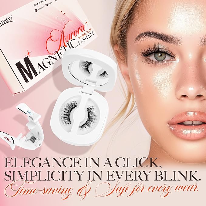 LASHVIEW Upgrade Magnetic Eyelashes with Applicator,Reusable Soft Magnetic Eyelashes Natural Look, No Glue Needed,Easy to Wear and Remove,RC24P