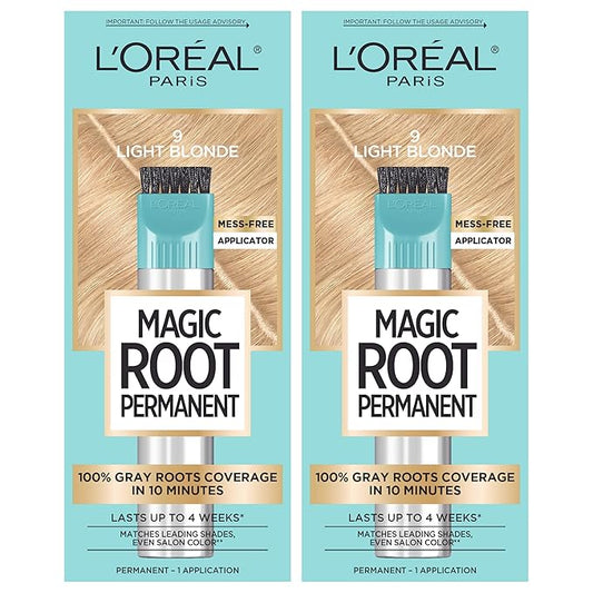 L’Oréal Paris Magic Root Permanent Hair Color, 10 Minute Hair Dye Kit to Rescue Roots with 100% Gray Hair Coverage, 9 Light Blonde, 2 Pack (Packaging May Vary)