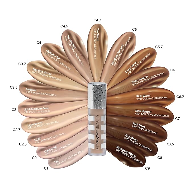 Fitglow Beauty Conceal+ | Vegan Full Coverage Concealer Skincare with Vitamin K + Green Tea | Corrects Dark Circles, Blemishes & Redness | Non-Creasing, Natural Finish | C7.5-6g