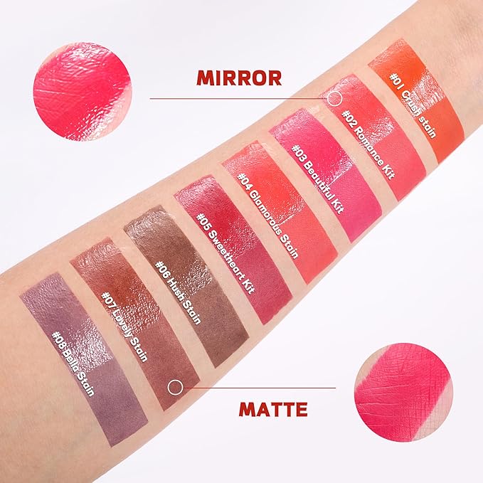 Liquid Lipstick with Clear Lip oil, Dual-Ended Peel-Off Lip Gloss, Long-Lasting Water-proof Lip Gloss (Berry)