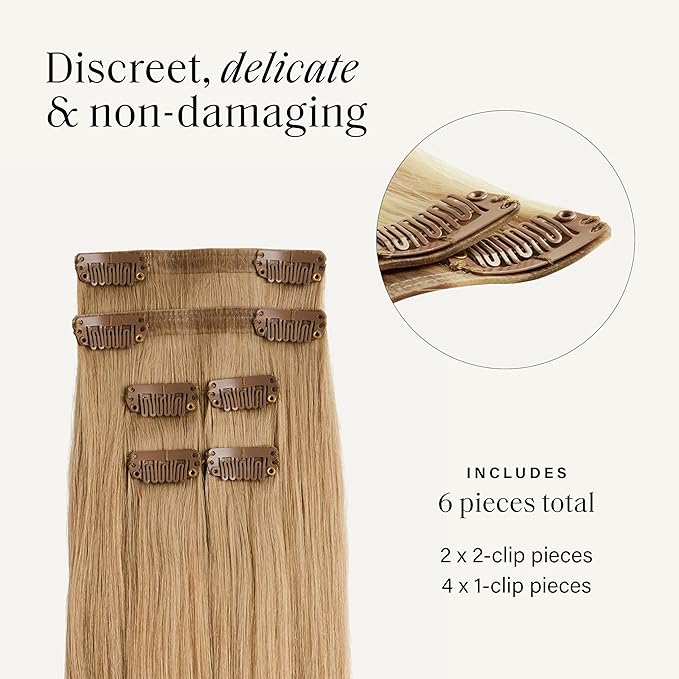 Luxy 100% Remy Human Hair Extensions for Thin Hair Thinning Hair Fill-Ins – 6 Seamless Wefts Multi-Dimensional Color Blend - Natural-Looking Volume & Coverage 95 grams 20" Dirty Blonde Thinning