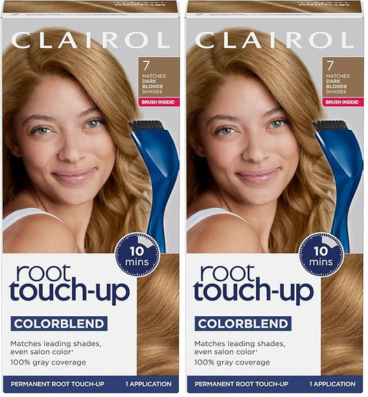 Clairol Root Touch-Up by Nice'n Easy Permanent Hair Dye, 7 Dark Blonde Hair Color, Pack of 2