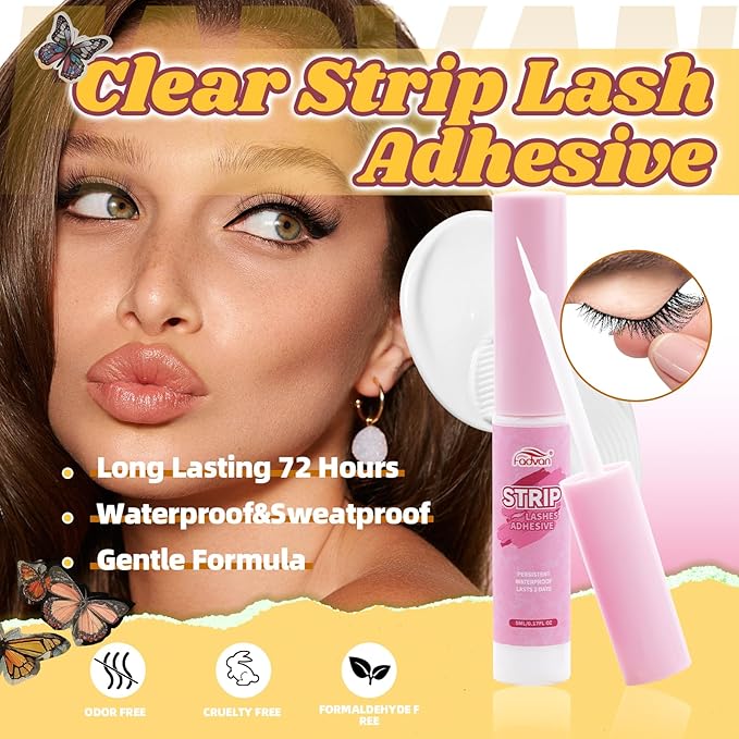 FADVAN Mink Lashes Natural Fluffy False Eyelashes 3D Volume Wispy Lashes Cateye Medium Length fake eyelashes with Clear Lash Glue Pestañas Postizas Naturales 10 Pairs-Lz201