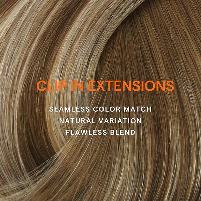 Full Shine 24 Inch Real Hair Extensions Clip in Human Hair Brown Balayage Clip in Extensions Medium Brown Ombre Blonde Mix Brown Invisible Hair Extensions 7 Pcs 120 G