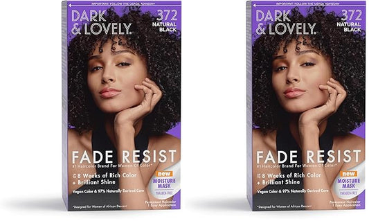 SoftSheen-Carson Dark and Lovely Fade Resist Rich Conditioning Color, Natural Black 372 (Pack of 2)