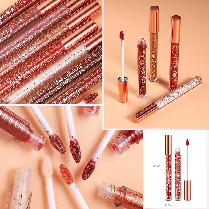 Clear Lip Gloss Lip Plumper Gloss Tinted Glitter Lipgloss Lip Oil Teens Moisturizing High Shine And Vegan Plumping Lip Gloss For Women Girls Long-Lasting Dry Lip Care (01# Clear Shimmer)