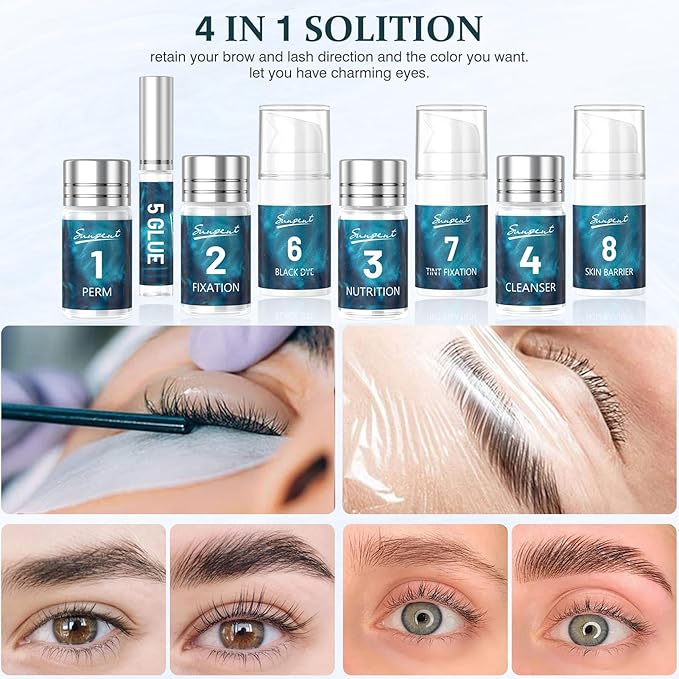 Lash Lift Kit 4 in 1 | Black, KERATIN Brow Lamination Eyelash Lift Kit For Eyelash Growth,12-weeks Long Lasting for Salon,Home Use