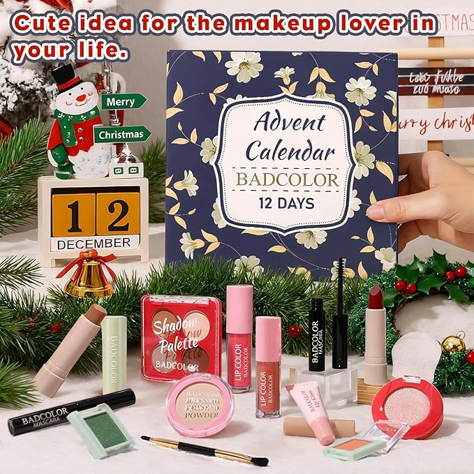 Makeup Advent Calendar 2025-12 Days Countdown Boxes Christmas Calendar Make Up Gift, Xmas Beauty & Cosmetics Surprise for Girl