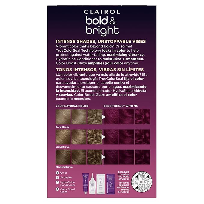 Clairol Bold & Bright Permanent Hair Dye, M5 Deepest Guava Hair Color, Pack of 1