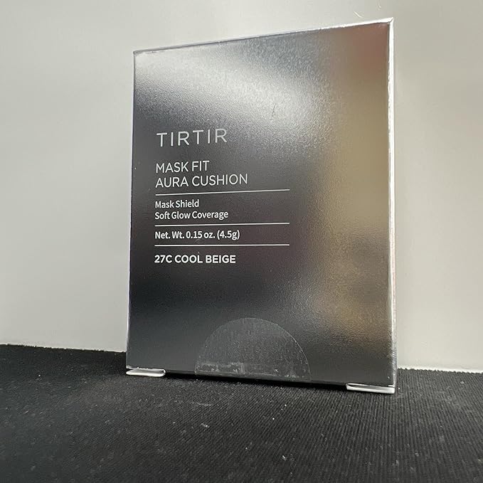 [*Mini Size*] TIRTIR Aura Glow Silver Cushion | Korean Cushion Foundation, (#27C Cool Beige, 0.15 Fl Oz)