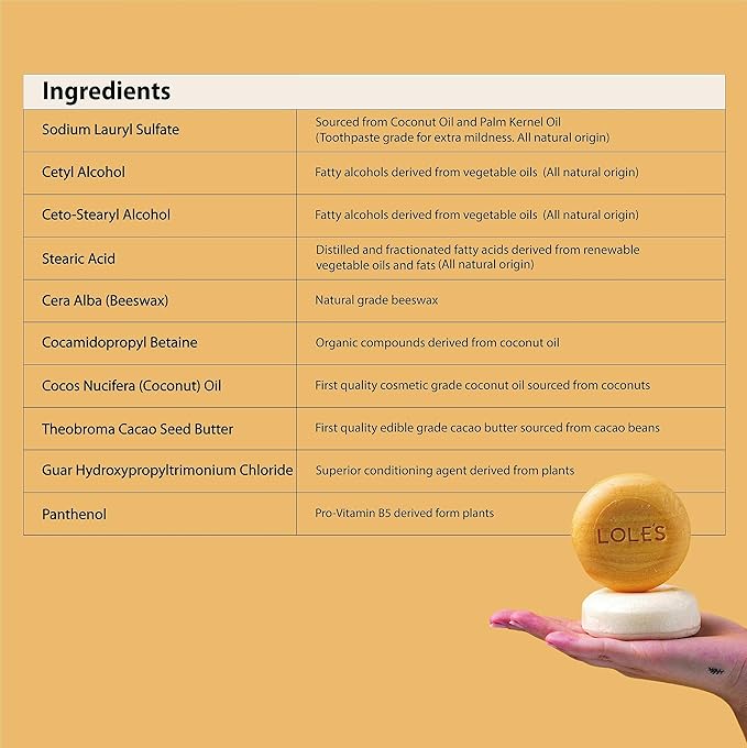 LOLE'S Shampoo Bar and Conditioner 2in1 with Jojoba Oil for Itchy Scalp & Dandruff, Moisturizes & Cleans Scalp, Travel Shampoo, Silicone Free, 3.5Oz