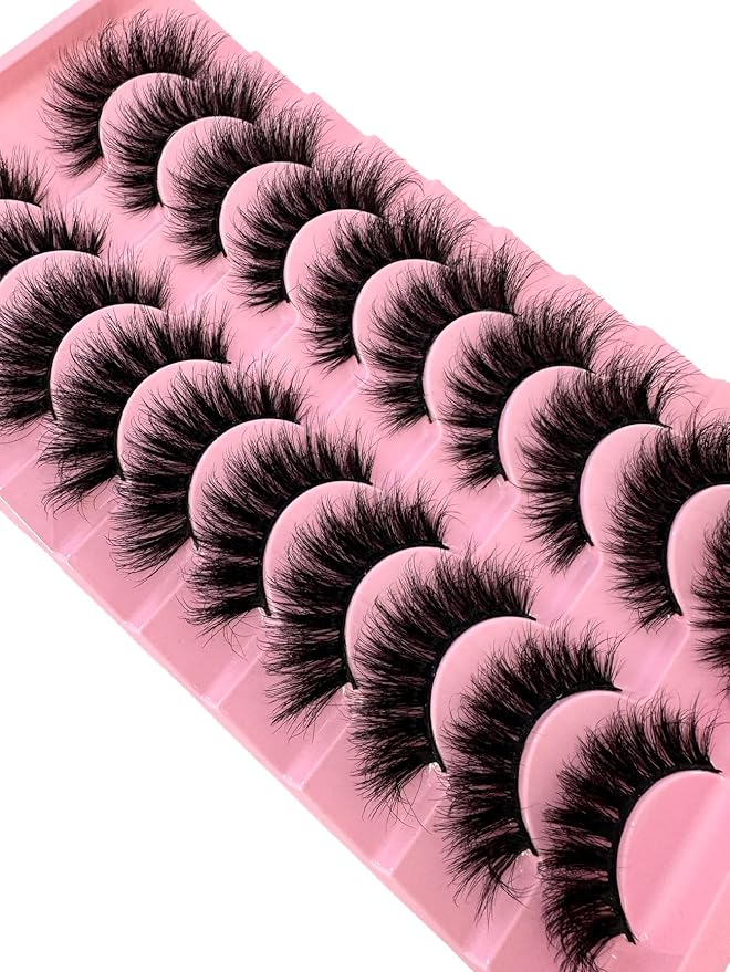HBZGTLAD New 10 Pairs 3D Mink Lashes False Eyelashes Handmade Wispy Fluffy Long Lashes Natural Eye Makeup Tools Eye Lashes (837)
