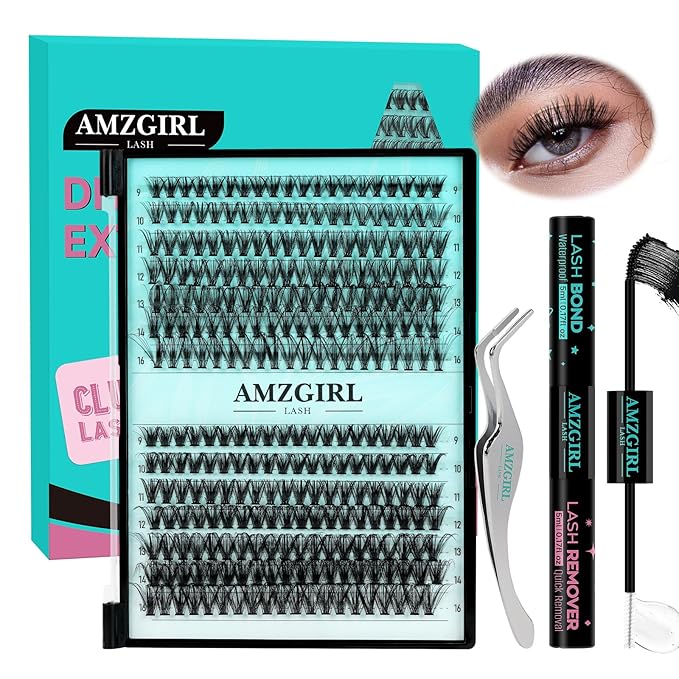 Lash Extension Kit 280PCS Eyelash Clusters 30D 40D DIY Eyelash Extension Kit Individual Lashes Natural Lash Clusters Kit with Lash Bond and Remover, Lash Tweezers(D-Mix9-16mm Kit)