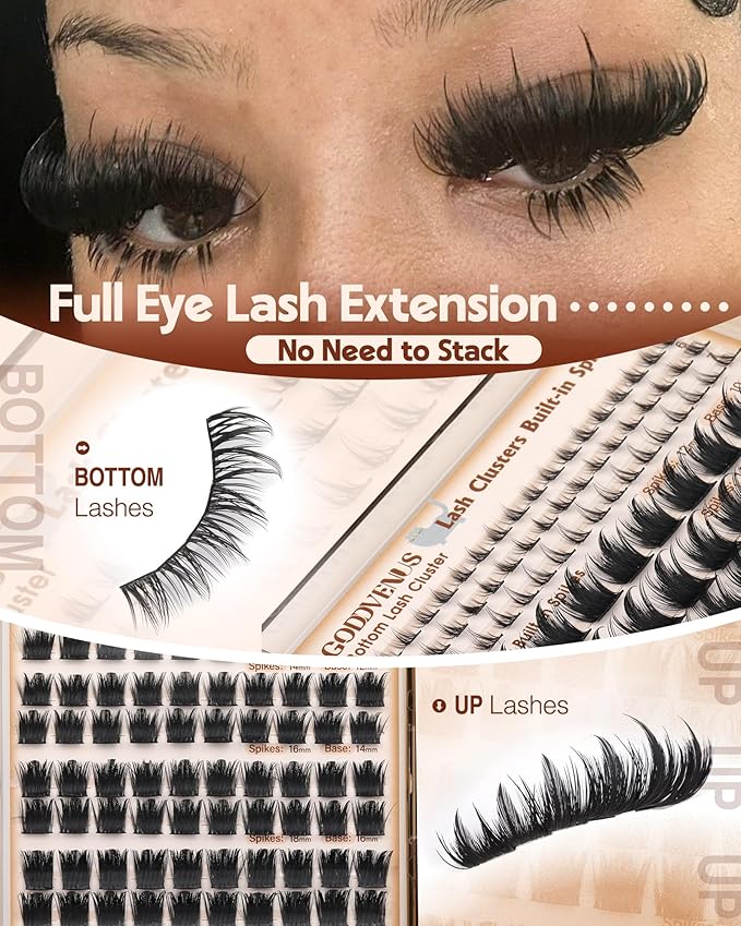 Volume Manga Lash Clusters with Spikes 300D Waterproof Fairy Eyelashes Clusters Bottom Lashes Clusters Wispy Anime Cluster Eyelash Extensions D Curl Full Eye Lash Extension