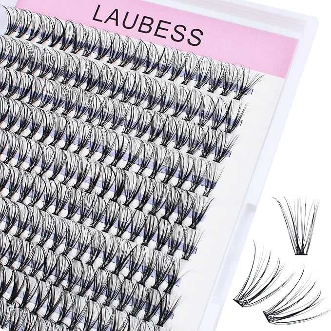 Lash Clusters LAUBESS Individual Lashes Waterproof Eyelash Clusters Mixed Tray Cluster Eyelash Extensions Soft Cluster Lashes for Beginners(20D-0.07D-18)