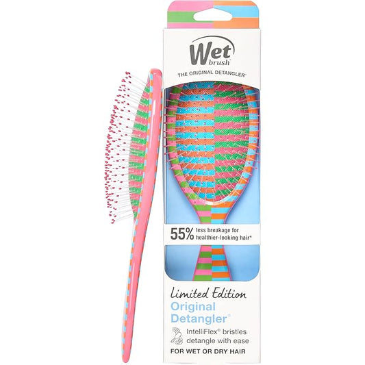 Wet Brush Original Detangler Hair Brush, Flexible Bristles Gently Detangle All Hair Types, Works on Wet or Dry Strands, Ergonomic Handle, Reduce Breakage, Limited Edition, Retro Sport Warm Match Point