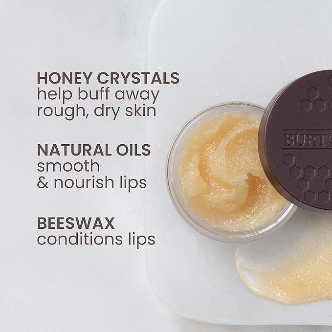 Burt's Bees Conditioning Lip Scrub and Overnight Intensive Lip Treatment, With Ceramides, Exfoliates and Hydrates Lips 8 Hours, Natural Origin, 2 Jars, 0.25 oz