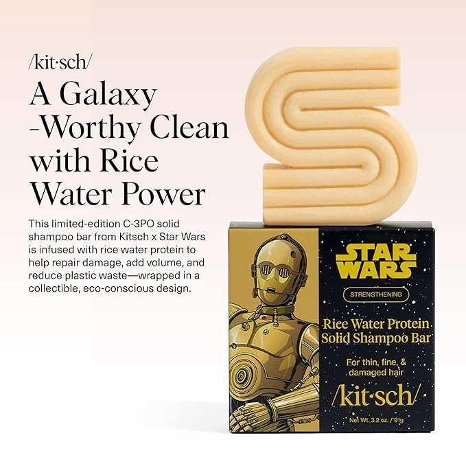 Kitsch Rice Water Protein Shampoo Bar for Hair Growth x Star Wars C-3PO Design - Strengthening Hair Shampoo for Men and Women - Paraben, Silicone & Sulfate-Free, Vegan Hair Care - 3.2 oz
