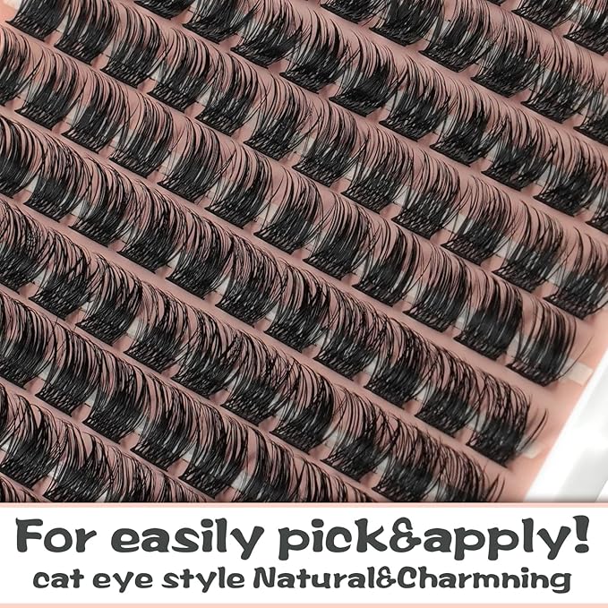 Lash Clusters 144 PCS 10-12mm Mix Volume Lashes Eyelash Clusters D Curl Cluster Eyelash Extensions Natural Wispy Cluster Lashes Reusable Individual Thick Lash Extension (QD-10-12mm - Mix)