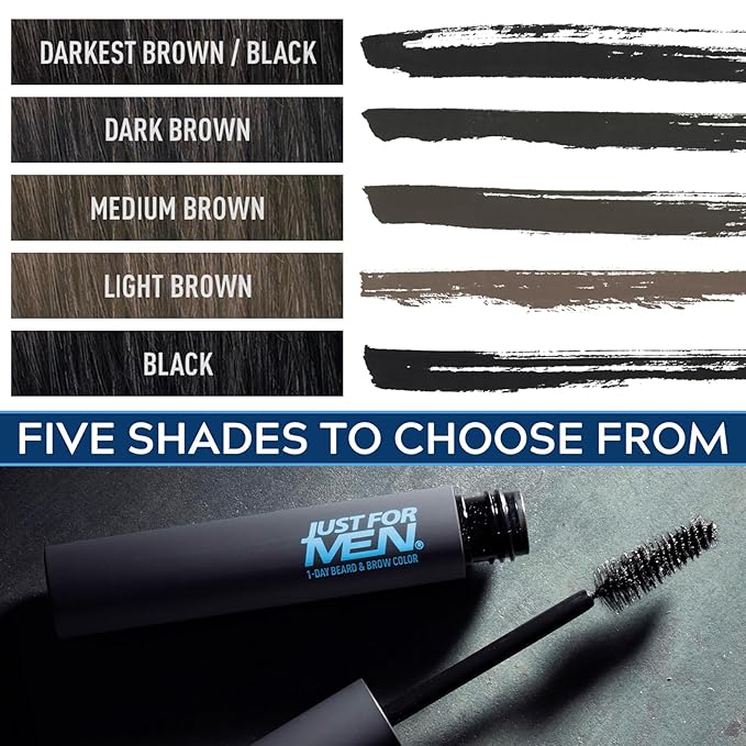 Just for Men 1-Day Beard & Brow Color, Temporary Color for Beard and Eyebrows, For a Fuller, Well-Defined Look, Up to 30 Applications, Dark Brown, Ships in Eco-Friendly Packaging (Pack of 3)