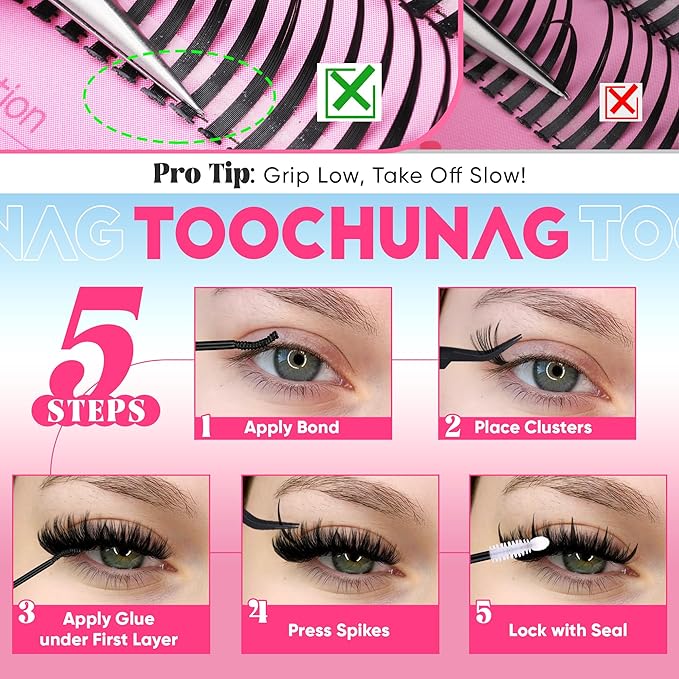 Lash Spikes 320pcs Spiky Lash Clusters 13-21mm D Curve Volume Spiky Cluster Eyelash Extensions Fairy Spike Eyelash Clusters for DIY Professional Individual Lash Extension by TOOCHUNAG