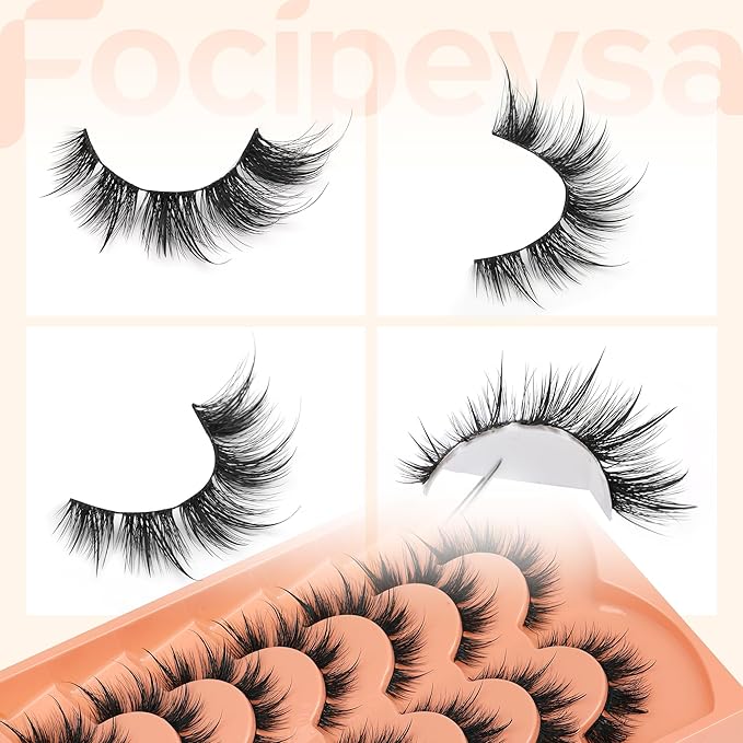 Focipeysa Spike Lashes Pack Wispy False Eyelashes Volume Faux Mink Lashes 18mm Natural Look False Lashes Short Strips Lashes by Focipeysa