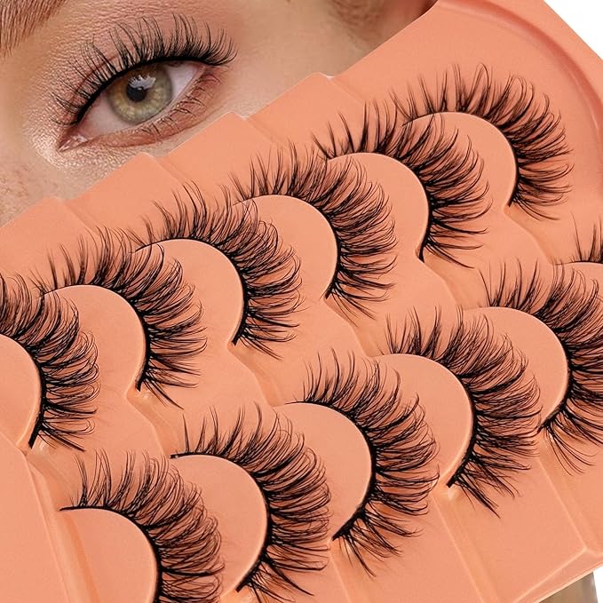 Wispy Lashes False Eyelashes Natural Look, Yasnai Lash Fake Lashes Volume Lashes, Natural Eyelash Strips Lashes Natural Eyelashes 6 Pairs Pack