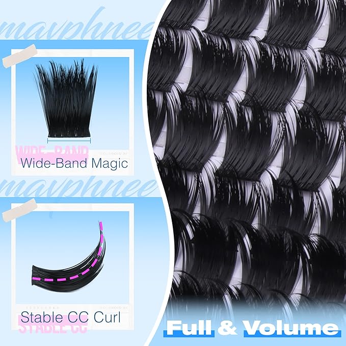 Volume Lash Clusters Fairy Cluster Eyelash Extensions Wider-Band Eyelash Clusters 2 Styles CC-Curly Individual Lash Spikes Wispy Mink Cluster Lashes Value Pack (160Pcs, 10-18mm)