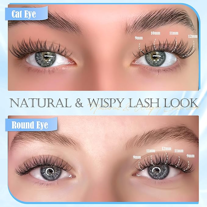 Natural Lash Clusters Wispy Cluster Eyelash Extensions 120 pcs Individual Lashes DIY C Curvature Eyelash Clusters 9-12 mm Natural Lashes Clusters