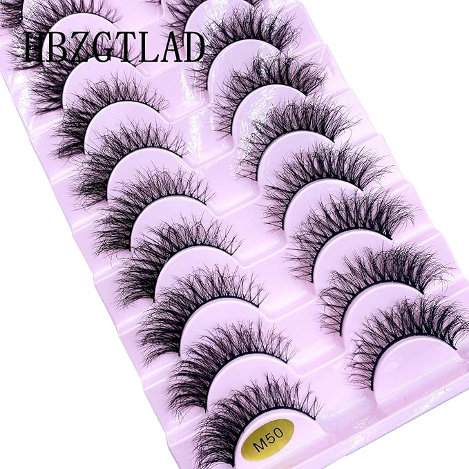 HBZGTLAD New 10 Pairs 3D Mink Lashes False Eyelashes Handmade Wispy Fluffy Long Lashes Natural Eye Makeup Tools Eye Lashes(M50)