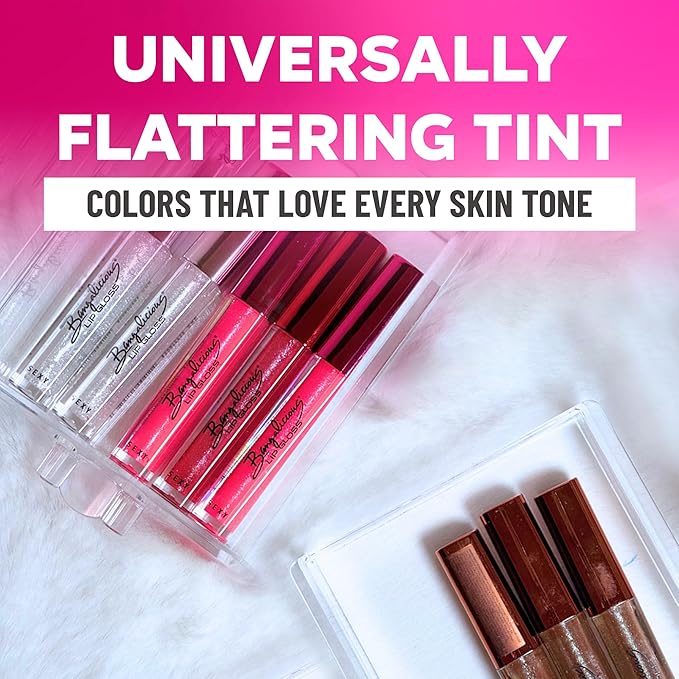 Lip Gloss for Women – Hydrating, Vitamin E Infused – Smooth Application, Clean Formula – Clear, Pink, Red & Brown Lipgloss, 4 Pack