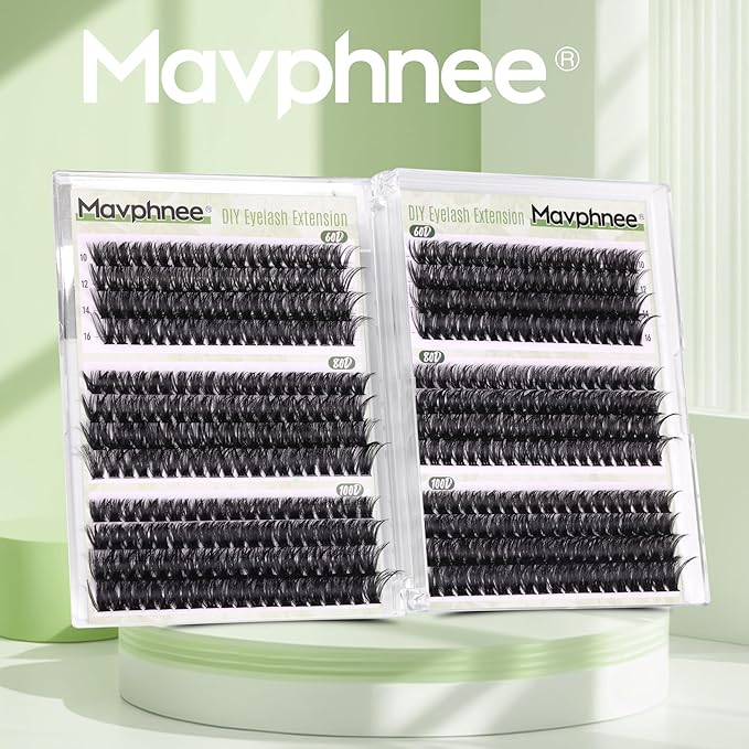 D-Curly Cluster Eyelash Extensions 480Pcs Volume Lash Extensions DIY Eyelash Extensions for Beginners Wispy Eyelash Clusters Natural Full Thick Individual Lashes Clusters (60D 80D 100D Mixed, 10-16MM)