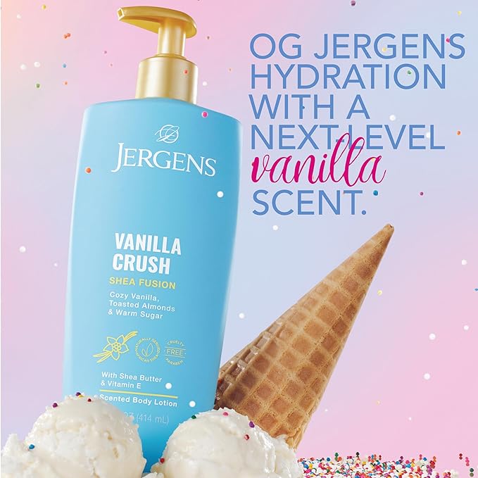 Jergens Shea Fusion Vanilla Crush Body Lotion, Moisturizer with Shea Butter & Vitamin E, 14 Fl Oz