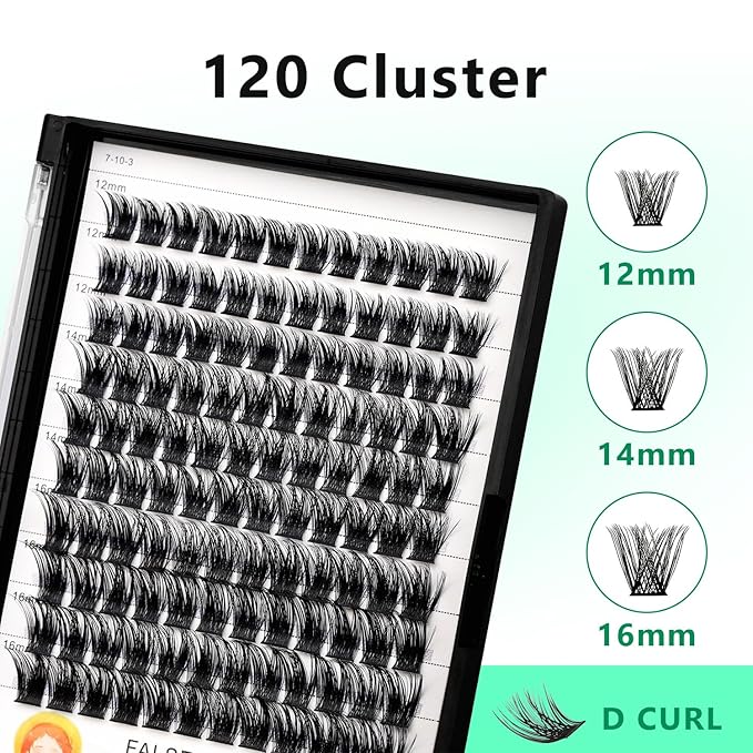 Bodermincer Lash Clusters D Curl Black/Brown/Colored Lashes 10-12-14/12-14-16/16-18-20mm Mixed Lash Clusters Kit For Beginner (M01# 10-12-14mm Mixed)