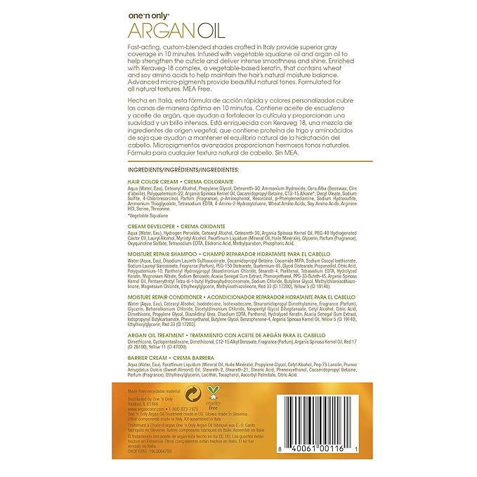 One 'N Only Fast 10 Permanent Hair Color Kit - Hair Dye for Women with Argan Oil to Maintain Moisture Balance - Advanced Micro-Pigments for Natural Tones (8G Golden Light Blonde)