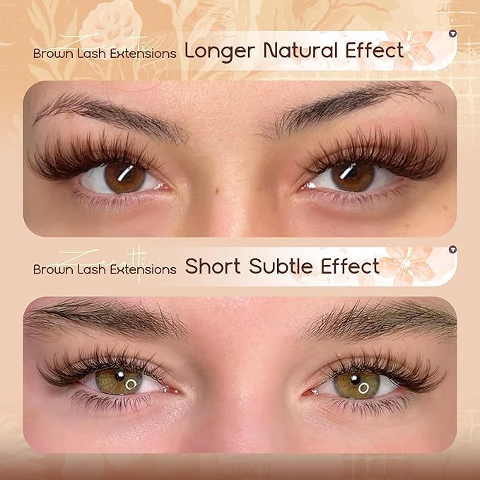 Brown Lash Clusters Wispy Lashes Clusters Natural Cluster Eyelash Extensions Dark Brown Eyelash Cluster C-Curly Individual Lashes Extension DIY Eyelash Extensions 8-16MM 132PCS by zenotti
