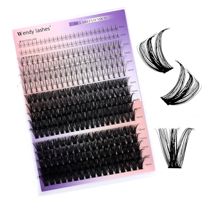 Lash Clusters With Bottom Lashes 356PCS 60D/80D Multi-types Fluffy Lash Clusters C/D Curl Wispy Individual Lashes Spike Volume Cluster Eyelash Extensions By Wendy Lashes(60/80D-0.07D)
