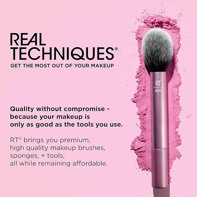 Real Techniques Cherry On Top It’s All Blush Brush, Dual-Ended & Multipurpose Makeup Brush for, Powder, Liquid & Cream Blush, Synthetic Bristles, Vegan & Cruelty-Free Face Brush, 1 Count