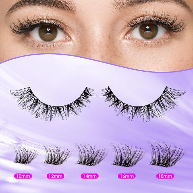 Ocean Pearl Lash Clusters Kit 154pcs,Eyelashes,spike-effect cluster lashes,10-18mm manga/anime-inspired lashes clusters,DIY Cluster Eyelash Extensions kit with lash bond+seal+remover+tweezers-M31+M34