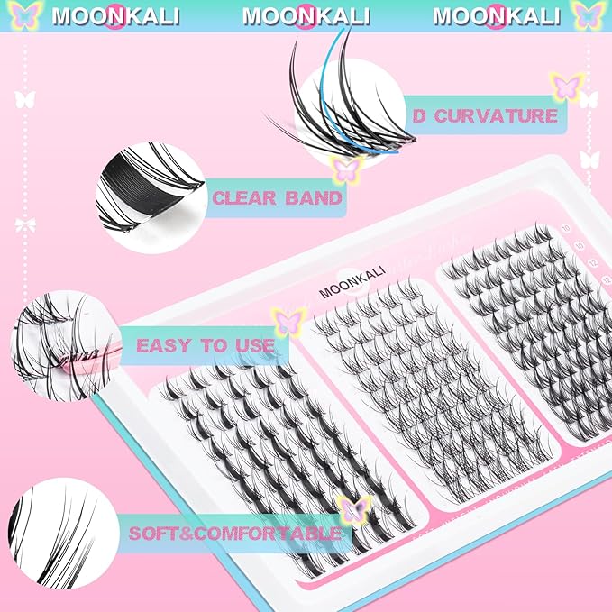 Manga Lash Clusters Wispy Eyelash Clusters 3 Styles Mix Natural Cluster Eyelash Extensions D Curly Soft Individual Lashes 10-16 mm Versatile Invisible Band Eyelashes Clusters Extension by MOONKALI