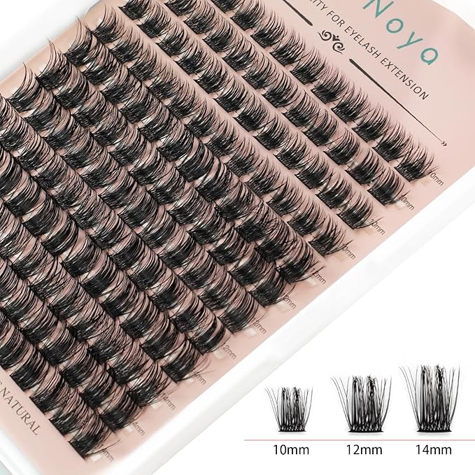 Lash Clusters 144 PCS 10-14mm Mix Volume Lashes Eyelash Clusters D Curl Cluster Eyelash Extensions Natural Wispy Cluster Lashes Reusable Individual Thick Lash Extension (QD-10-14mm - Mix)
