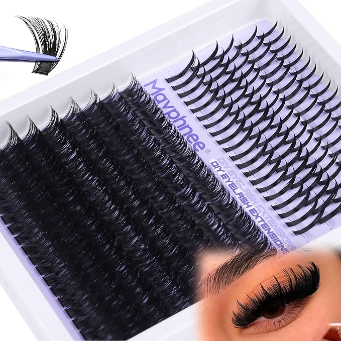 Spikes Lashes 100D Eyelash Extensions Volume Thick Lash Clusters D Curl Eyelash Clusters 12-21MM Long DIY Individual Lashes Fairy Cluster Lashes Mega Cluster Eyelash Extensions Mink Lashes Clusters