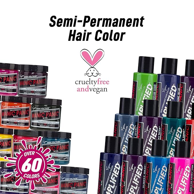 MANIC PANIC Classic Shocking Blue Semi Permanent Hair Color - Dark Cobalt Blue Hair Dye for Women & Men That Lasts 4-6 Weeks - Vegan, Ammonia & Cruelty-Free - Create & Mix Custom Shades (4oz)