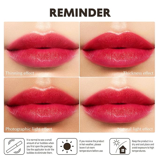 Red Mulberry Nude Lipstick Set for Women Shimmer Tinted Lip Balm Hydrating Moisturizing Lip Gloss Cruelty Free Lip Makeup, DM108/109/118