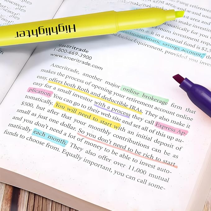 Highlighters Assorted Colors, Highlighters for School with Soft Chisel Tips, Bible Highlighter No Bleed, Quick-Drying Highlighter Markers for Teacher Students, Classroom Must Have, 24 Pack