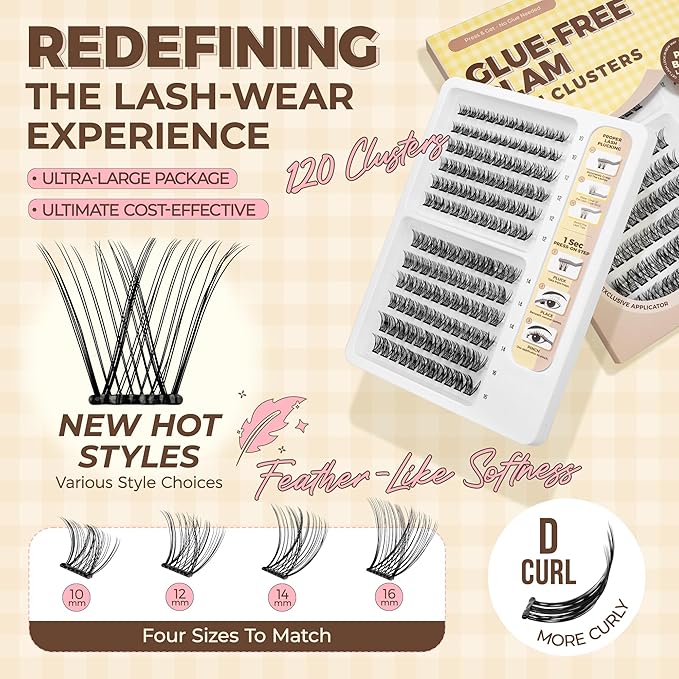 WINKGIGGLE Self Adhesive Eyelashes Kit, Pre Glued Press On Lashes No Glue No Remover Needed for Beginners